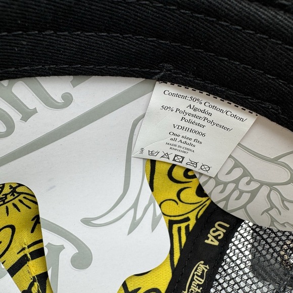 NWT Von Dutch Yellow Black Checker Mesh Trucker Hat SnapBack Cap Y2K Style - Picture 7 of 8